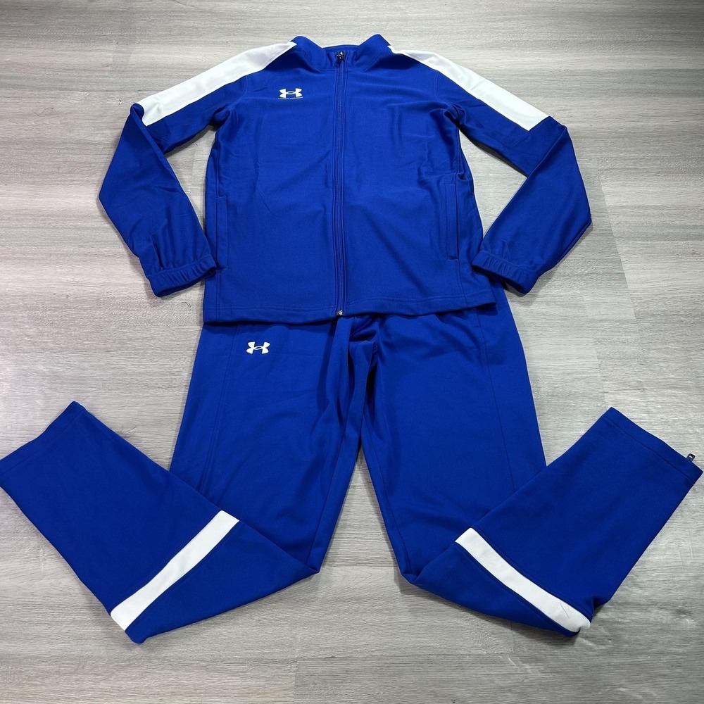Under Armour Track Jacket Pants‎ Set Womens XS Blue White Athletic Warm Up Suit